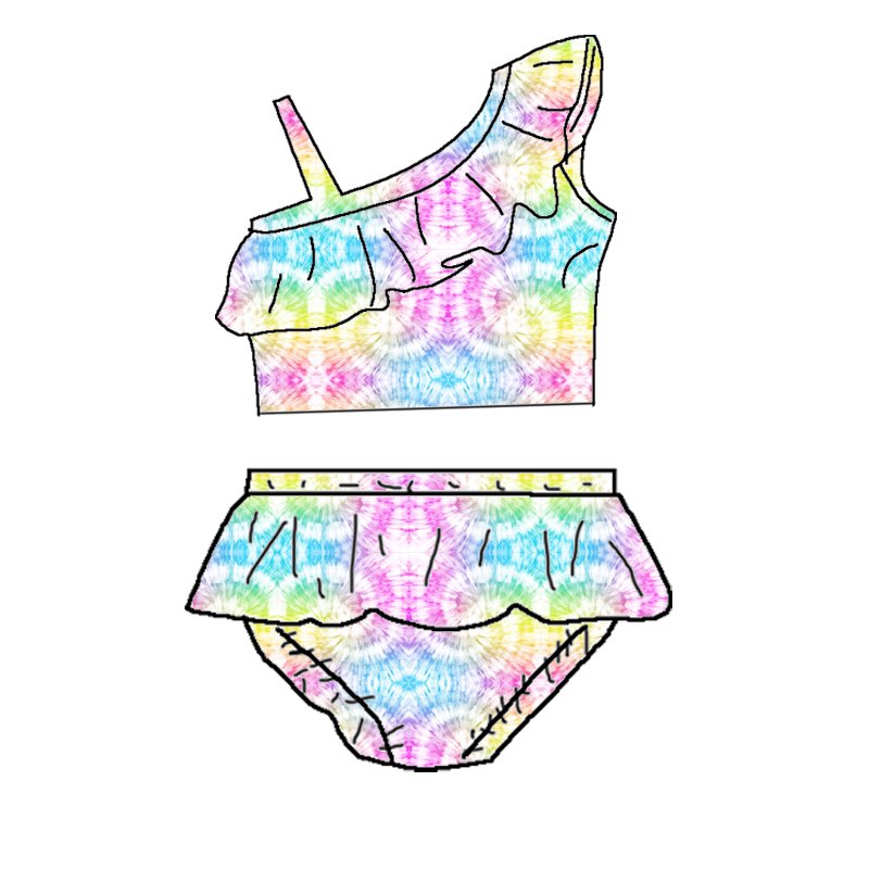 RAINBOW TYE DYE TWO PIECE SWIMSUIT