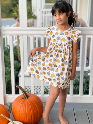 STACEY PUMPKIN PEARL DRESS