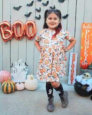 BATS & PUMPKINS BOW DRESS