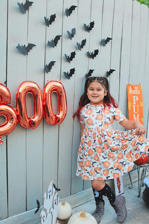 BATS & PUMPKINS BOW DRESS