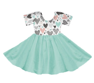 VALENTINE MINT HEARTS TWIRLY DRESS