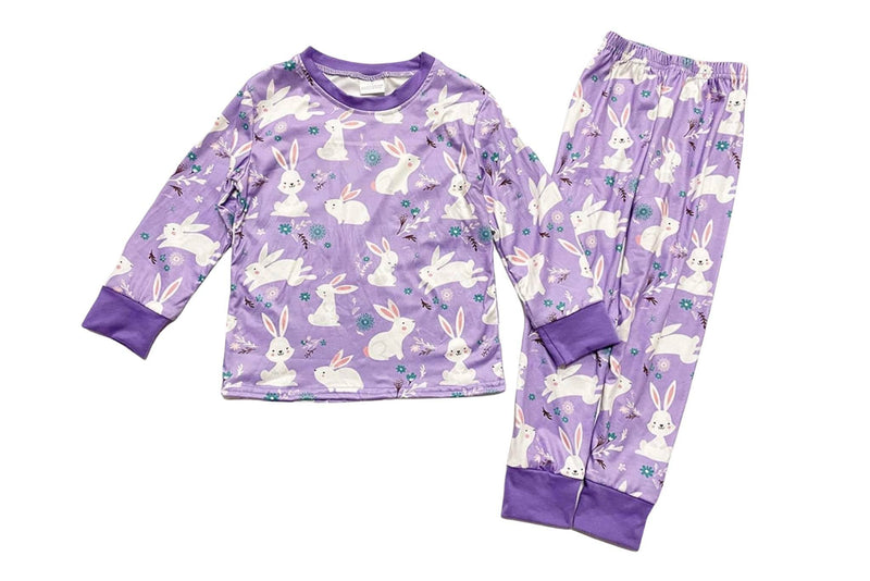 BUNNY PURPLE MILK SILK PAJAMAS