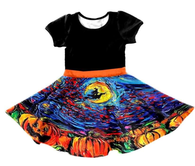 HALLOWEEN WITCH SCENE TWIRL DRESS