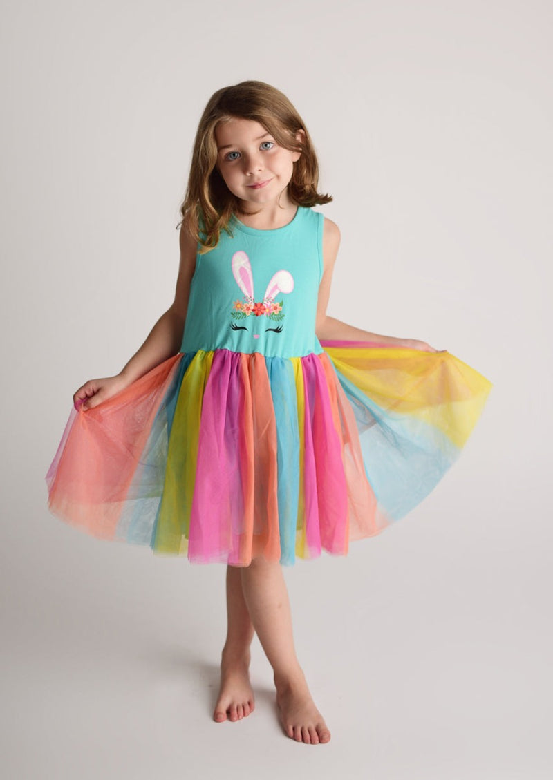 BUNNY RAINBOW TUTU DRESS