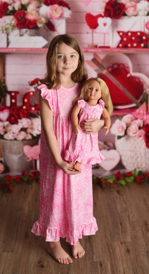 PINK WHITE HEARTS VALENTINE NIGHTGOWN