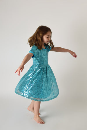 EVA TEAL SPARKLE DRESS