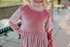 ELIZE VELOUR RUFFLE DRESS - LIGHT PINK