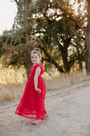 PENELOPE LACE MAXI DRESS- RED